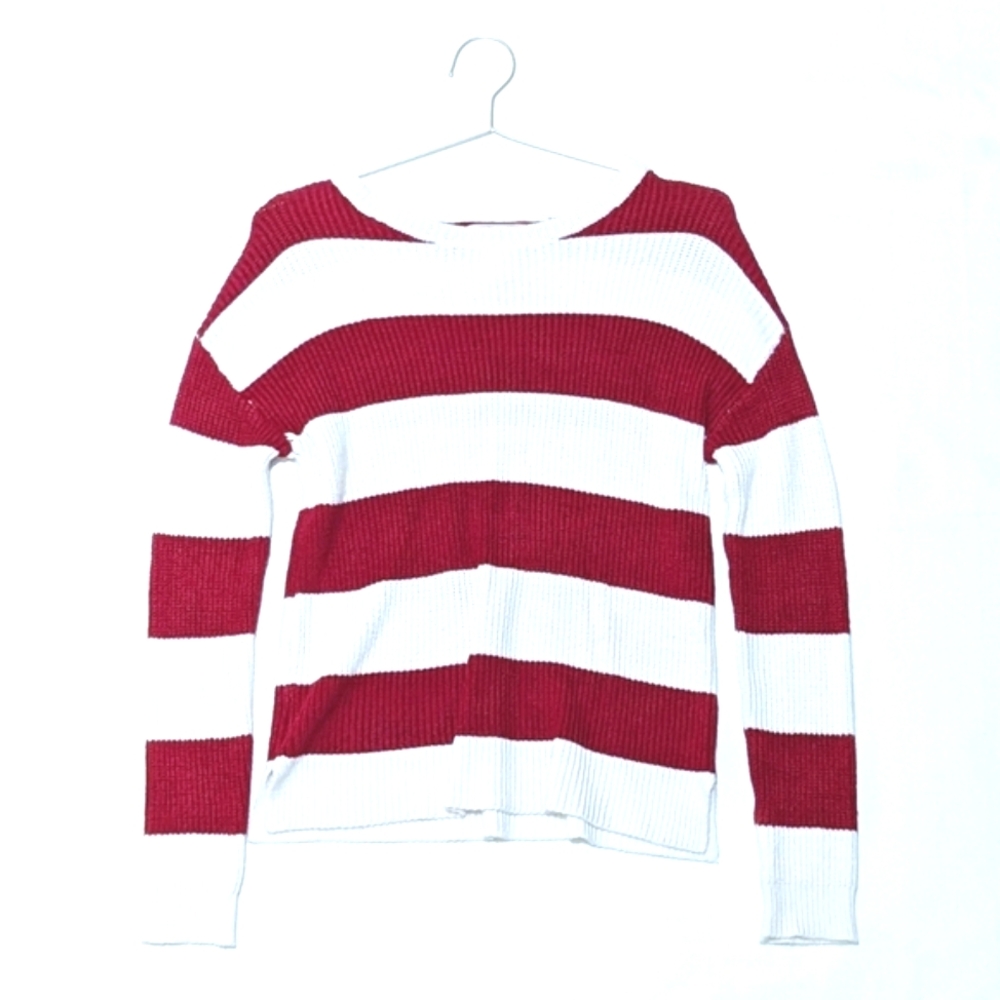 For The Republic | Striped | Waffle Knit | Long Sleeve Sweater | Casual | Preppy